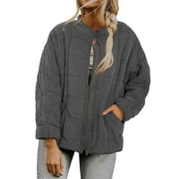 Небрежни якета за жени зимни палта топло палто свободно обикновена ватирана палто стойка яка цип